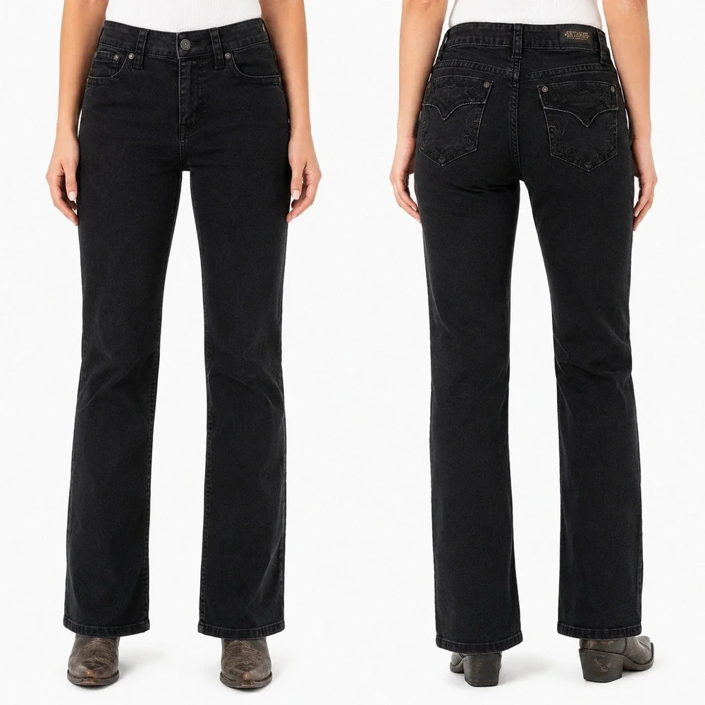 Shyanne‎ Jeans Womens 28 Black Bootcut Regular Embroidered Western Denim Pants